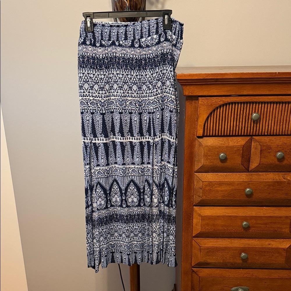 Maurices Navy and White Maxi Skirt